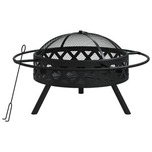 vidaXL ac&eacute;l XXL m&eacute;retű tűzt&aacute;l piszkavassal 70 cm