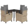 vidaXL 5 r&eacute;szes vegyes b&eacute;zs polyrattan kerti &eacute;tkezőgarnit&uacute;ra p&aacute;rn&aacute;kkal