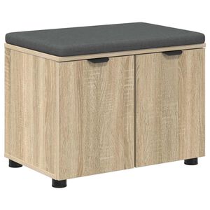 vidaXL Előt&eacute;r pad Sonoma t&ouml;lgy 60 x 38 x 46 cm Műanyag Fa &eacute;s Sz&ouml;vet