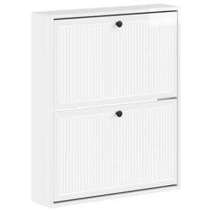 vidaXL Fali Cipőtart&oacute; EDE 71 x 17 x 86 cm Szerelt Fa Magasf&eacute;nyű Feh&eacute;r