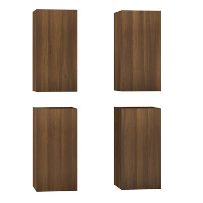 vidaXL 4 db barna tölgyszínű szerelt fa TV-szekrény 30,5 x 30 x 60 cm