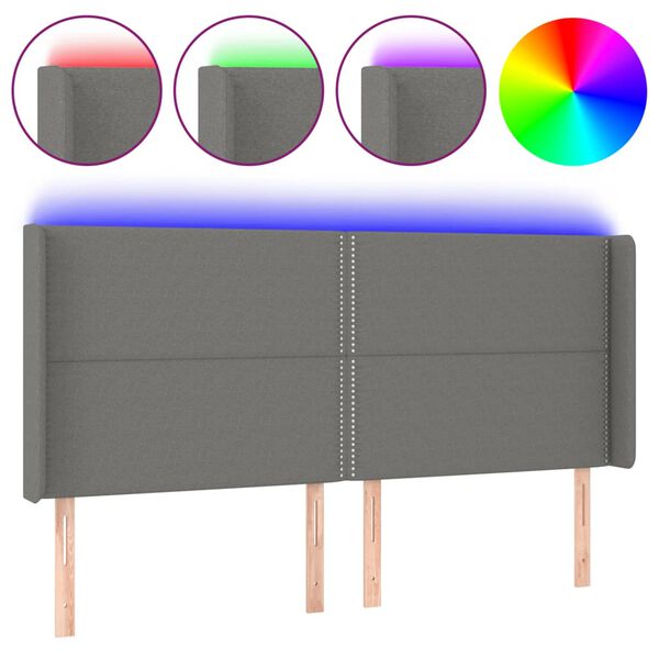 vidaXL s&ouml;t&eacute;tsz&uuml;rke sz&ouml;vet LED-es fejt&aacute;mla 183x16x118/128 cm