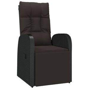 vidaXL fekete d&ouml;nthető h&aacute;tt&aacute;ml&aacute;s polyrattan kerti sz&eacute;k p&aacute;rn&aacute;val