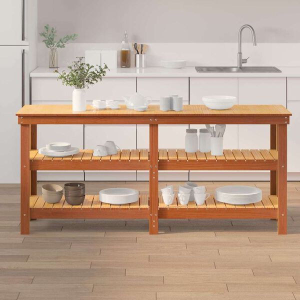 vidaXL Munkapad Faggy&uacute; barna 181.5 x 50 x 80 cm T&ouml;m&ouml;r fenyőfa