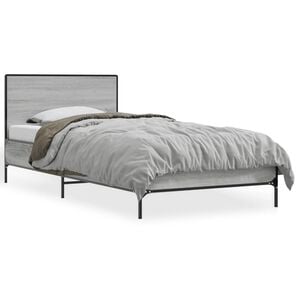 vidaXL sonoma t&ouml;lgysz&iacute;nű szerelt fa &eacute;s f&eacute;m &aacute;gykeret 90 x 200 cm