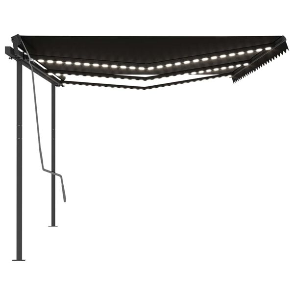 vidaXL antracitsz&uuml;rke sz&eacute;l&eacute;rz&eacute;kelős &eacute;s LED-es napellenző 6 x 3,5 m