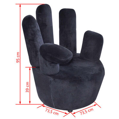 vidaXL fekete kéz alakú bársonyszék