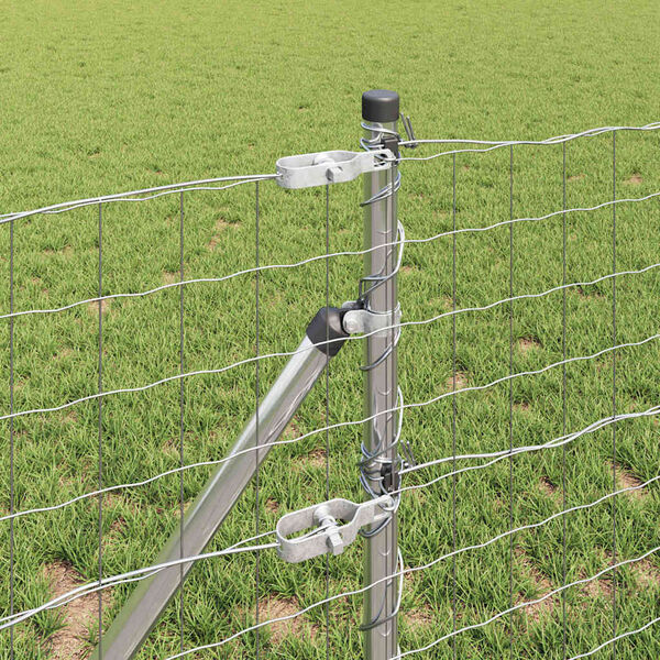 vidaXL Kerítés oszlopokkal Ezüst 0,4 x 50 m Acél és PVC