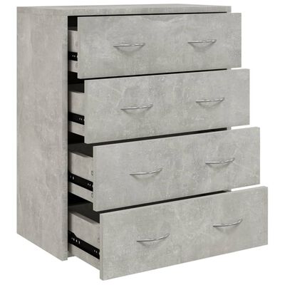 vidaXL betonszürke tálalószekrény 4 fiókkal 60 x 30,5 x 71 cm