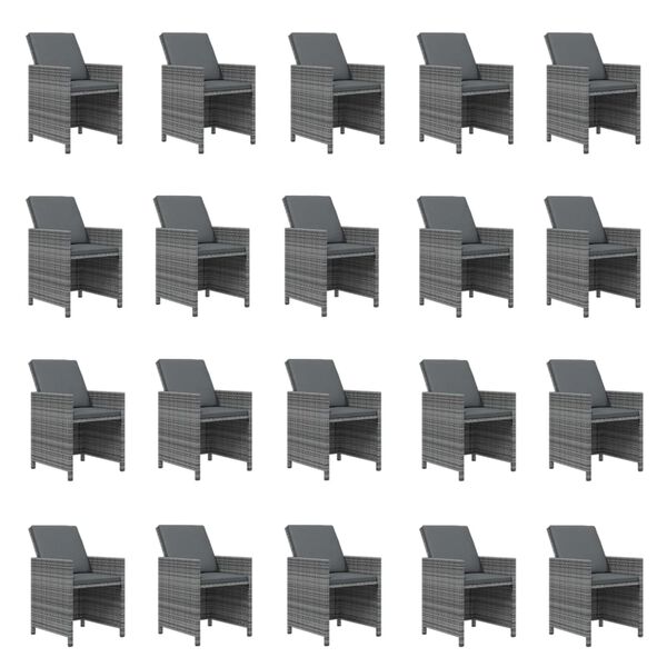 vidaXL 21 r&eacute;szes sz&uuml;rke polyrattan kerti &eacute;tkezőgarnit&uacute;ra p&aacute;rn&aacute;kkal