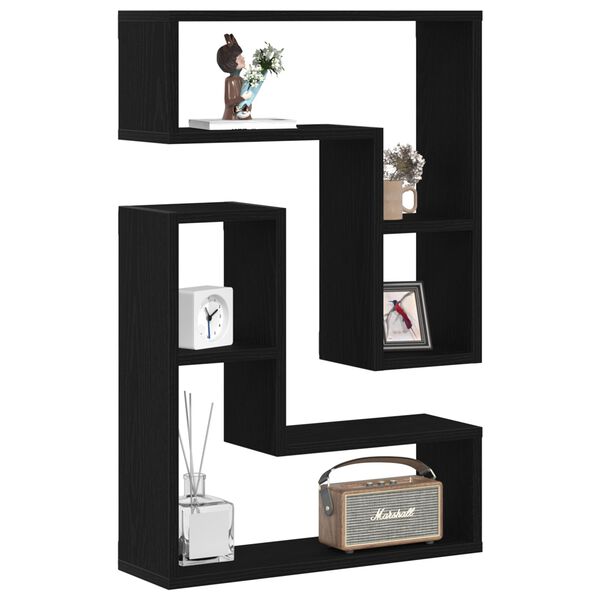 vidaXL Falpolcok polcokkal 2 pcs Musta tammi 50 x 15 x 85 cm Faanyag