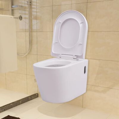 vidaXL Falra szerelhető fehér kerámia WC rejtett öblítőtartállyal