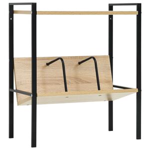 vidaXL 2-szintes fekete &eacute;s t&ouml;lgy szerelt fa k&ouml;nyvespolc 52x28x59 cm