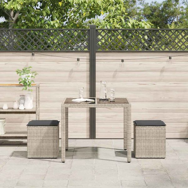 vidaXL 2 db vil&aacute;gossz&uuml;rke polyrattan kerti sz&eacute;k p&aacute;rn&aacute;val 40x40x43 cm