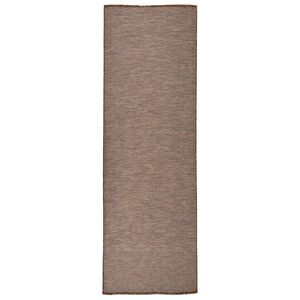 vidaXL barna lapos sz&ouml;v&eacute;sű k&uuml;lt&eacute;ri szőnyeg 80 x 250 cm