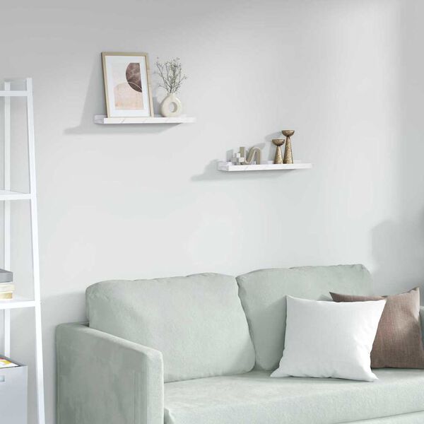 vidaXL Falpolc polcokkal 2 pcs Feh&eacute;r m&aacute;rv&aacute;ny 40 x 9 x 3 cm Faanyag