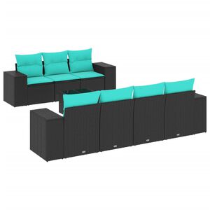 vidaXL 8 db fekete polyrattan kerti kanap&eacute;garnit&uacute;ra p&aacute;rn&aacute;kkal