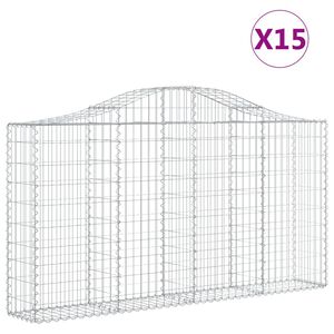 vidaXL 15 db &iacute;ves horganyzott vas gabion kos&aacute;r 200x30x100/120 cm