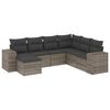 vidaXL 7 r&eacute;szes sz&uuml;rke polyrattan kerti &uuml;lőgarnit&uacute;ra p&aacute;rn&aacute;kkal