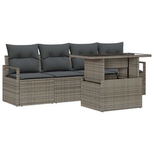 vidaXL Kerti Kanap&eacute; Szett t&aacute;rol&oacute;val 5 pcs Sz&uuml;rke Poli rattan