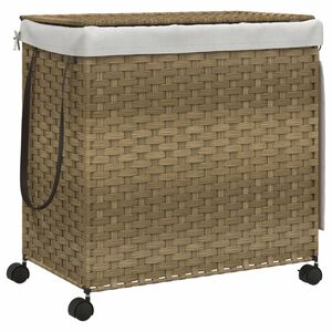 vidaXL polyrattan szennyeskos&aacute;r kerekekkel 60x35x60,5 cm