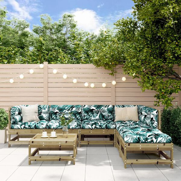 vidaXL 7 r&eacute;szes impregn&aacute;lt fenyőfa kerti &uuml;lőgarnit&uacute;ra p&aacute;rn&aacute;val