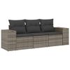 vidaXL 3 r&eacute;szes sz&uuml;rke polyrattan kerti &uuml;lőgarnit&uacute;ra p&aacute;rn&aacute;kkal