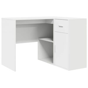 vidaXL Sarok&iacute;r&oacute;asztal fi&oacute;kkal polcokkal ajt&oacute;val Feh&eacute;r 102 x 88 x 75 cm