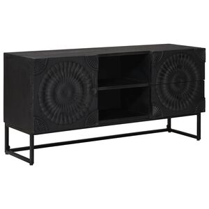 vidaXL TV szekr&eacute;ny Fekete 105 x 30 x 54 cm T&ouml;m&ouml;r Mang&oacute;fa &eacute;s Műszaki Fa