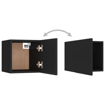 vidaXL 4 db fekete falra szerelhető TV-szekrény 30,5 x 30 x 30 cm