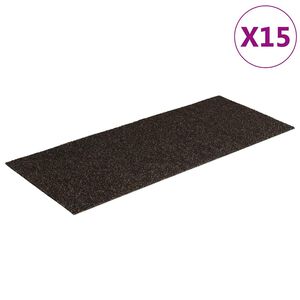 vidaXL 15 db &ouml;ntapad&oacute;s l&eacute;pcsőszőnyeg, 60 x 25 cm, s&ouml;t&eacute;tbarna, t&eacute;glalap alak&uacute;
