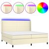 vidaXL kr&eacute;msz&iacute;nű műbőr rug&oacute;s &aacute;gy matraccal &eacute;s LED-del 200x200 cm