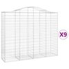 vidaXL 9 db &iacute;ves horganyzott vas gabion kos&aacute;r 200x50x160/180 cm