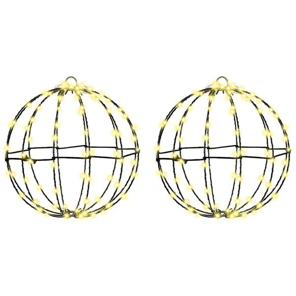 vidaXL Labda 192 LED-del 2 pcs Meleg feh&eacute;r 30 x 30 x 32 cm F&eacute;m