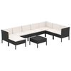 vidaXL 9 r&eacute;szes fekete polyrattan kerti &uuml;lőgarnit&uacute;ra p&aacute;rn&aacute;kkal