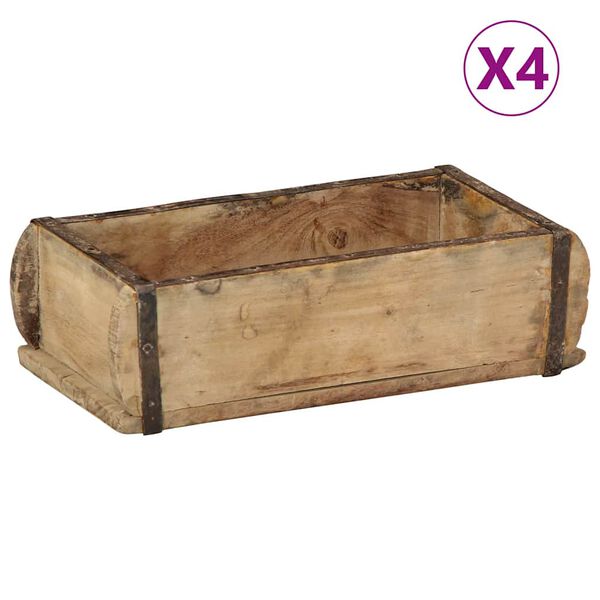 vidaXL T&aacute;lca 4 pcs Barna 30 x 15 x 9 cm Szil&aacute;rd &Uacute;jrahasznos&iacute;tott Fa