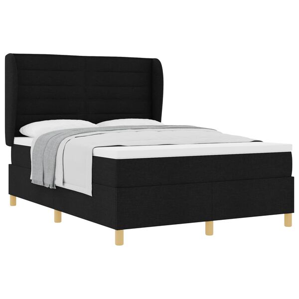 vidaXL Boxspring &aacute;gy matraccal S&ouml;t&eacute;tsz&uuml;rke 90x190 cm Sz&ouml;vet Fekete