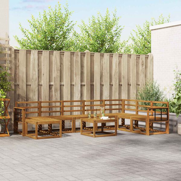 vidaXL K&uuml;lt&eacute;ri kanap&eacute; szett 9 pcs Term&eacute;szetes T&ouml;m&ouml;r Ak&aacute;cfa