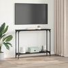 vidaXL Konzolasztal polcokkal Fekete t&ouml;lgy 100 x 22,5 x 75 cm Faanyag