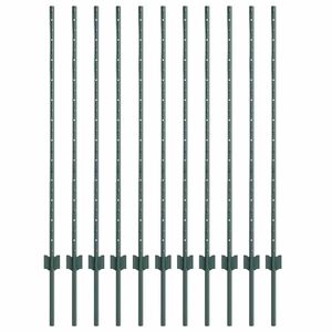 vidaXL Be&aacute;gyazott ker&iacute;t&eacute;soszlop 11 db Z&ouml;ld 160 cm Porsz&oacute;rt ac&eacute;l