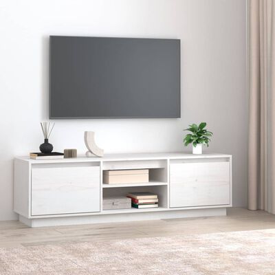 vidaXL fehér tömör fenyőfa TV-szekrény 140 x 35 x 40 cm
