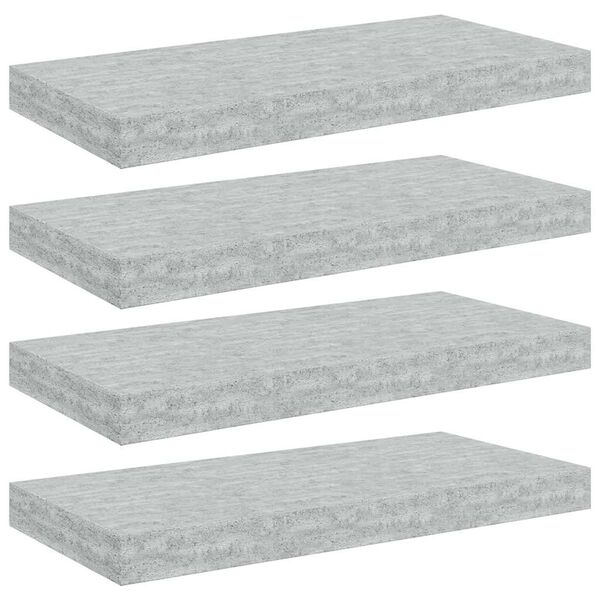 vidaXL 4 db betonsz&uuml;rke MDF lebegő fali polc 50 x 23 x 3,8 cm
