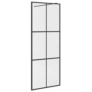 vidaXL fekete zuhanyfal &aacute;tl&aacute;tsz&oacute; ESG &uuml;veggel 80 x 195 cm