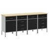 vidaXL Munkaszekr&eacute;ny fi&oacute;kkal 4 db Fekete &eacute;s Sz&uuml;rke 200 x 55 x 85 cm