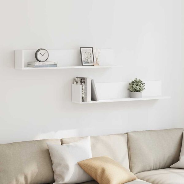 vidaXL 2 db feh&eacute;r szerelt fa fali polc 100 x 16,5 x 16,5 cm