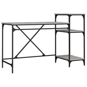 vidaXL sz&uuml;rke sonoma fa &eacute;s vas &iacute;r&oacute;asztal polcokkal 135x50x90 cm