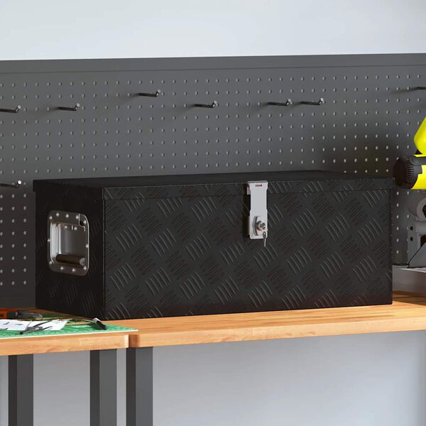 vidaXL fekete alumínium tárolóláda 70 x 31 x 27 cm