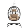 vidaXL bézs polyrattan és acél függő tojás alakú szék párnával