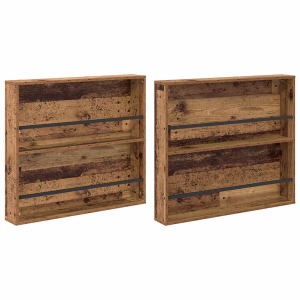 vidaXL Magazin &aacute;llv&aacute;ny polcokkal 2 pcs &Ouml;reg fa 80 x 12 x 70 cm Faanyag