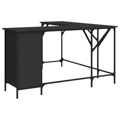 vidaXL fekete szerelt fa íróasztal 141x141x75 cm